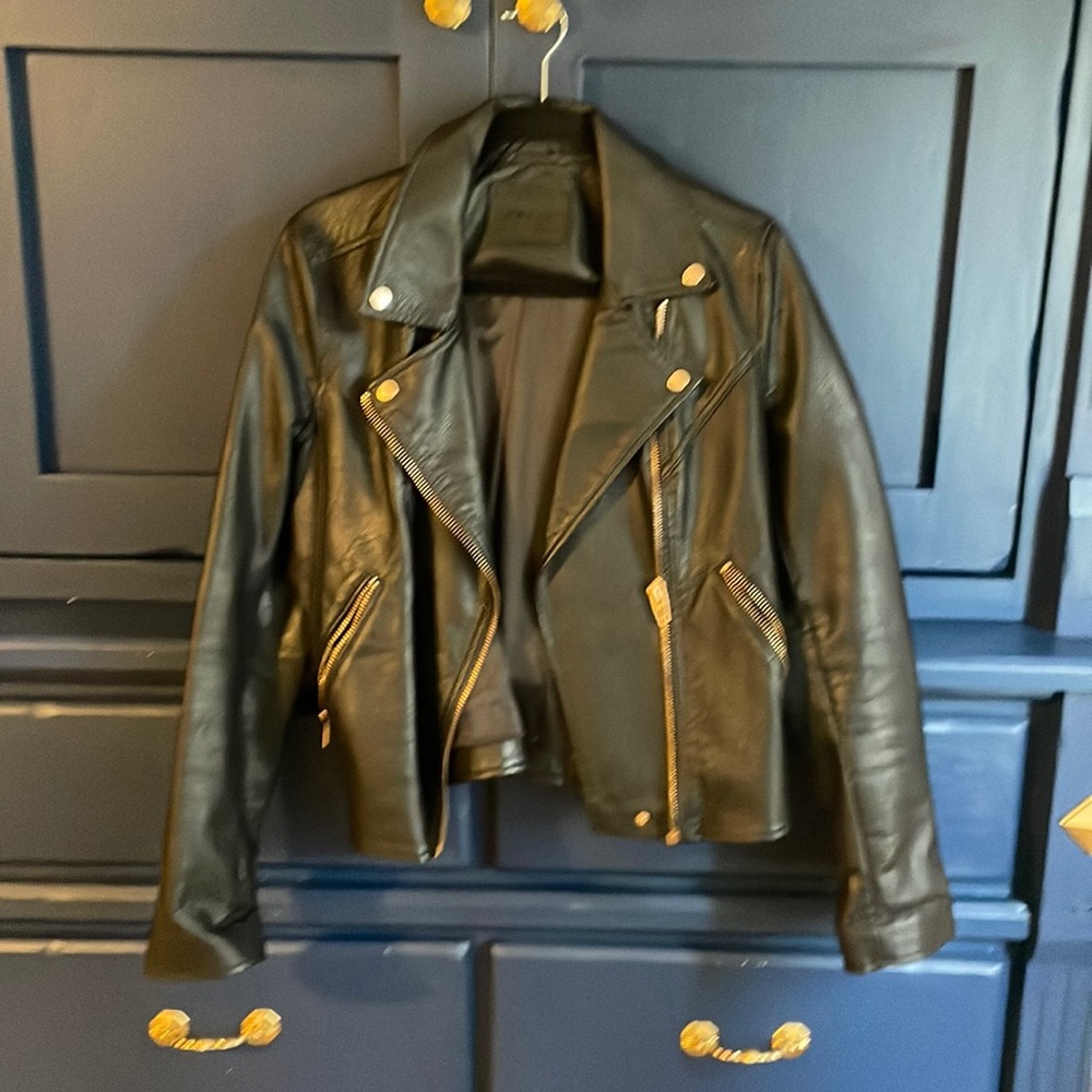 BLANKNYC Vegan leather Moto jacket.
